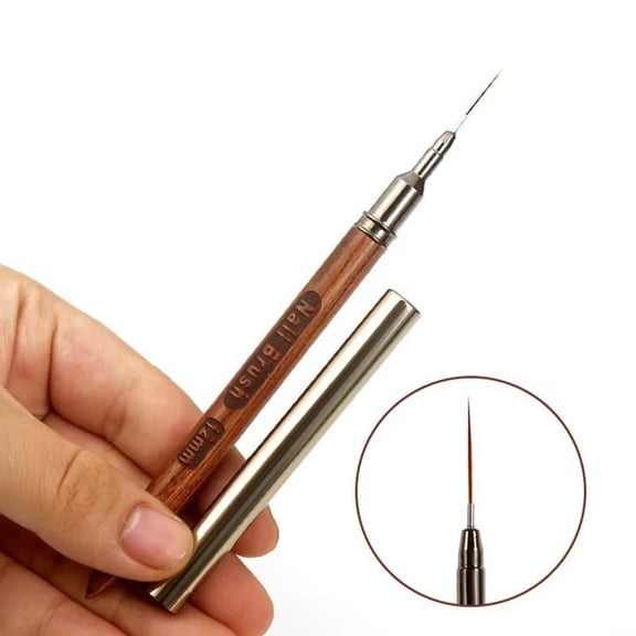 Nail Art Brushes,Nail Fine Liner Brush with Wood Handle for Long Lines, Details, Painting, Fine Designs,Nails Art Design Tools for DIY Home Salon,Sizes 6/9/12/15/18mm