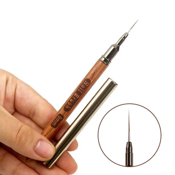 Nail Art Brushes,Nail Fine Liner Brush with Wood Handle for Long Lines, Details, Painting, Fine Designs,Nails Art Design Tools for DIY Home Salon,Sizes 6/9/12/15/18mm