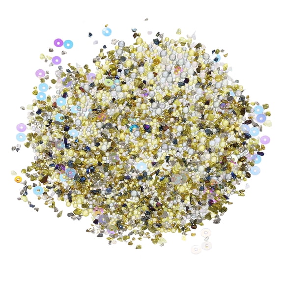 Nail Art Crushed Stone, 60g 0.8-4mm Tiny Micro Irregular Nail Gems and Bubble Beads for Phone Case Manicure Crafts Decor, Gold Silver