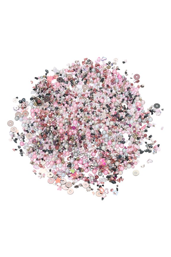 Nail Art Crushed Stone, 60g 0.8-4mm Tiny Micro Irregular Nail Gems and Bubble Beads for Phone Case Manicure Crafts Decor, Gray Pink