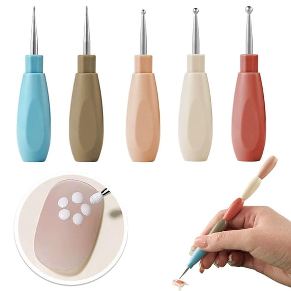 Nail Art Dotting Tools Set 5 Pack, Double Ended Nail Design Pens with Stainless Steel Tips and Modular Handle for DIY Nail Art Designs