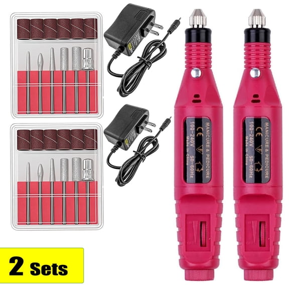 Nail Art Drill Treatments KIT Machine Electric File Buffer Bits Acrylics 6 File Pedicure Hands & Nails Repair with Black Storage Bag (110V US Plug)