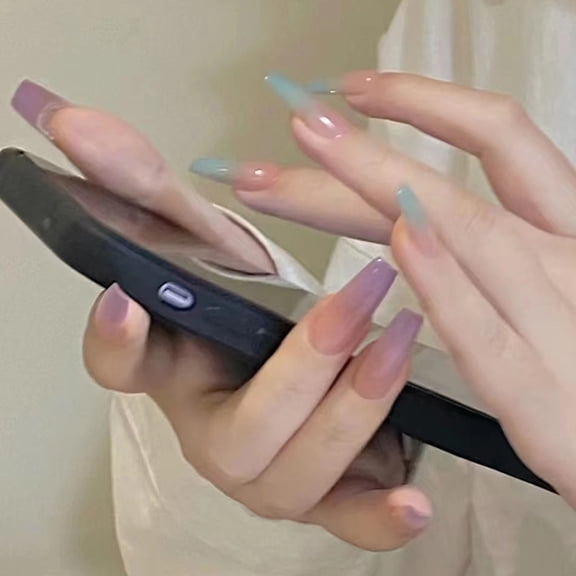 Nail Art Fake Nails Japanese Ballerina Press on Nails Set  Diamond Streamer Flash Fly Butterfly Seamless Removable False Nail