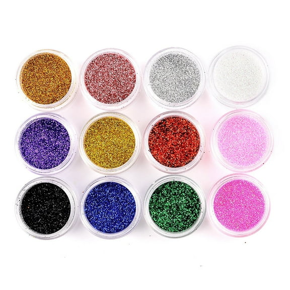 Nail Art Glitter Pots Makeup Decoration Powder Set 12 Mix Colors