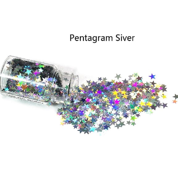 Nail Art Glitter Sequins 3D Holographic Metallic Pentagram Shaped Sequins