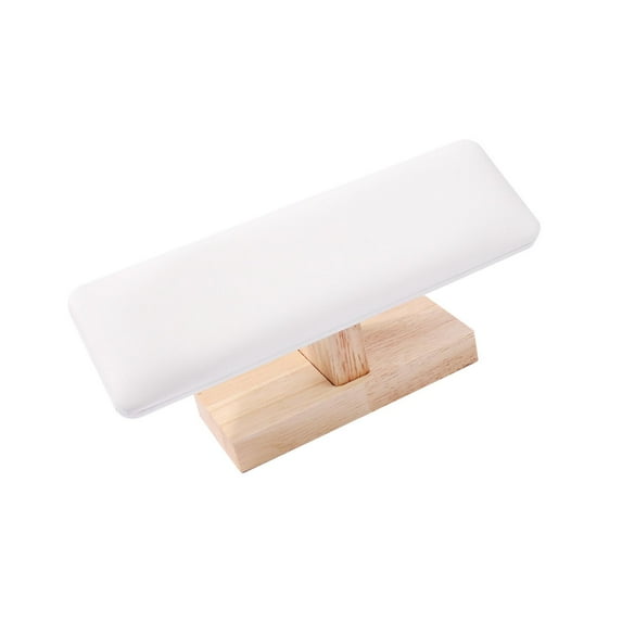 Nail Art Hand Pillow, Manicure Hand Rest, Durable ,Easy Cleaning Manicure Arm Rest Cushion PU Leather with Wood Base for Nails Toenails white