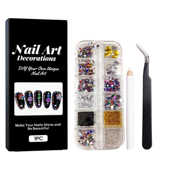 Nail Art Kit, New Makeup & Nails, from $5, Nail Art Decorations Kit - 6 Shapes Rhinestones Pearls and Caviar Beads with Tweezers/Wax Pencil DIY Shiny Nail for Manicure