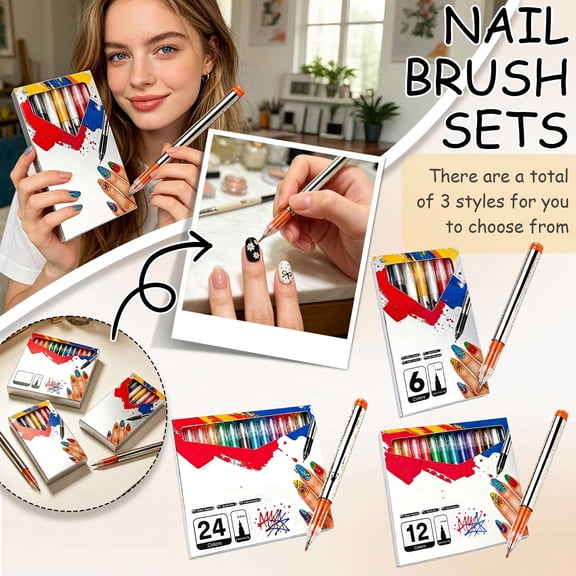 Nail Art Markers, Nail Art Pens, Precise 0.5mm nib, Creates delicate lines and dots for elaborate nail art 6 Colors