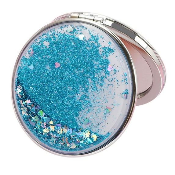 Makeup Mirror Compact Mirror Portable Hand Mirror Round Mini-Tasche Mirror with Blue-round