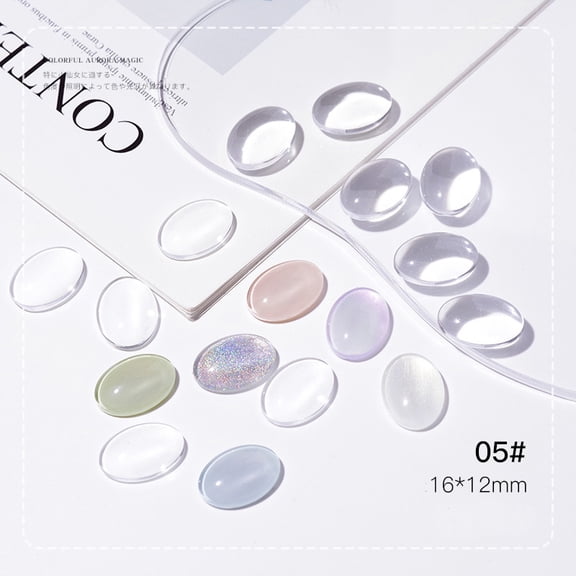 Nail Art Oval Star Transparent Glass Color Card
