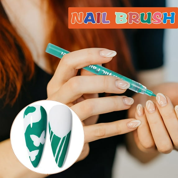 Nail Art Pens, Nail Polish Pens, Quick Dry 3D Nail Design Paint Pen for DIY Flower Polka Dot Graffiti Spots Drawing Tool, Water-Based Ink, Acrylic Odorless, Easy to Use, 2ml