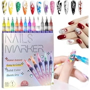 Nail Art Pens for Painting Nails, 12 Colors Nail art Markers Nail Pens for Nail Art,Nail Painting, And Artistic Decorations, DIY Nail Art Beauty Adorn Manicure Tools,Nail Paint Pens 0.5mm Point