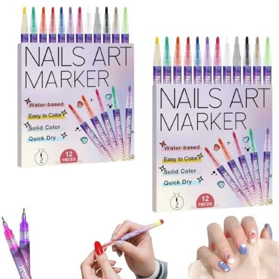 Nail Art Pens for Painting Nails, 2026 Nail Art Markers for Gel Nails, New 12 Colors Nail Art Pens Set, Diy Nail Art Tools for Dotting Drawing Painting Point Liner Christmas Gifts (24 Colors A)