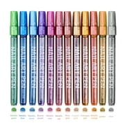 Nail Art Pens Set - 12 Color Nail Polish Pens Graffiti Nail Dotting Tools Acrylic Paint Pens Drawing Painting Point Liner Pen for Nails Art Design Manicure Nail Pens for Salon DIY (Peal Metal Color)