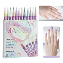 Nail Art Pens Set, 12 Colors Nail Art Markers, 2025 Nail Polish Pens Drawing Painting Pen for Home Salon, Quickly Dry Nail Art Nail DIY Decoration for Adult Kids (12-Colors)