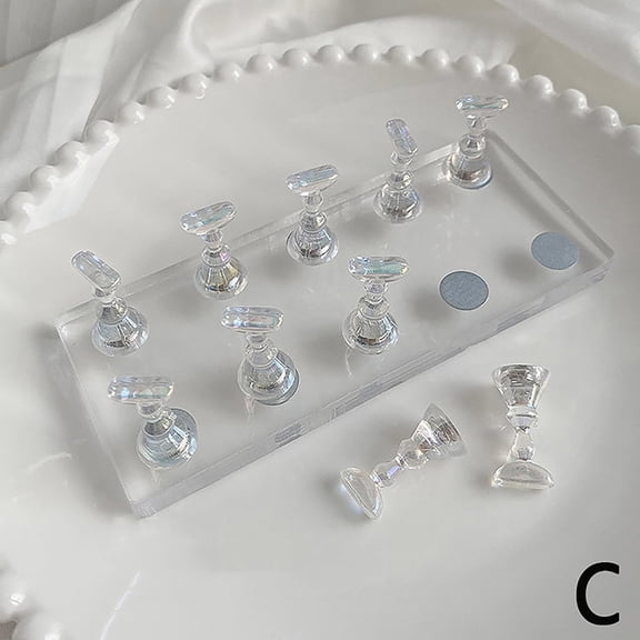 Nail Art Practice Holder Acrylic Double Row Base Set Gold Sliver Magnetic Metal Alloy Stand Manicure Tool Nail Accessories Salon