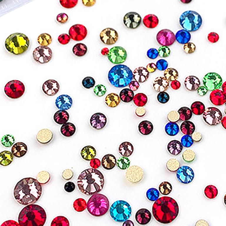 Sohindel Nail Art Rhinestones,Crystal Rhinestones Round Beads Flatback Glass Charms Gems Stones - Style 1