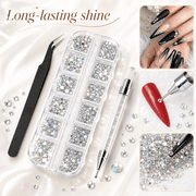 Nail Art Rhinestones Kit - Crystal AB Rhinestones Nail Art Gems with Pick up Tweezers and Rhinestone Picker, Nail Art Tools, Nail Art Supplies Accessories for Home DIY and Professional Use
