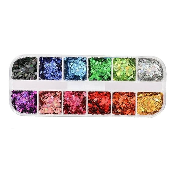 Nail Art Sequins, Fashion Elegant Glitter Shiny Heart Star Shape Nail Paillette for Women Nail Art/Craft/Makeup DIY Manicure Decorations 1 Box