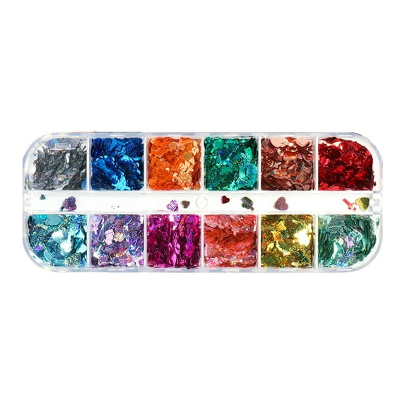 Nail Art Sequins, Fashion Elegant Glitter Shiny Heart Star Shape Nail Paillette for Women Nail Art/Craft/Makeup DIY Manicure Decorations 1 Box