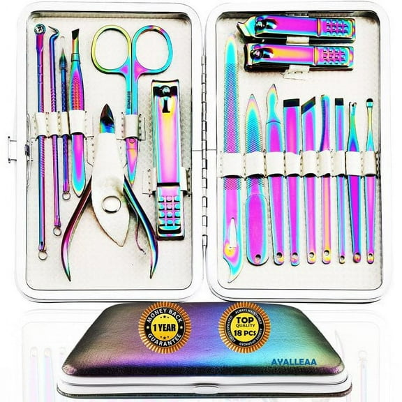 Nail Art Set Nail Scissors Set Decoration Feet 18 Piece Stainless Steel Nail Art Set Professional Beauty Care Tools Nose Hair Scissors Nail File.