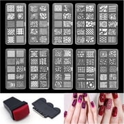 Nail Art Stamp Stencil Stamping Template Plate Set Tool Stamper Design Kit I4WA