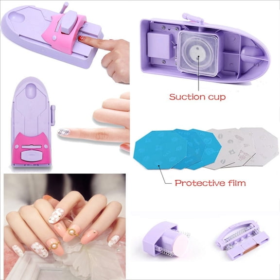 Nail Art Stamper Kit with Clear Silicone Head, Drawing and Printing Pattern Machine for DIY Nail Design