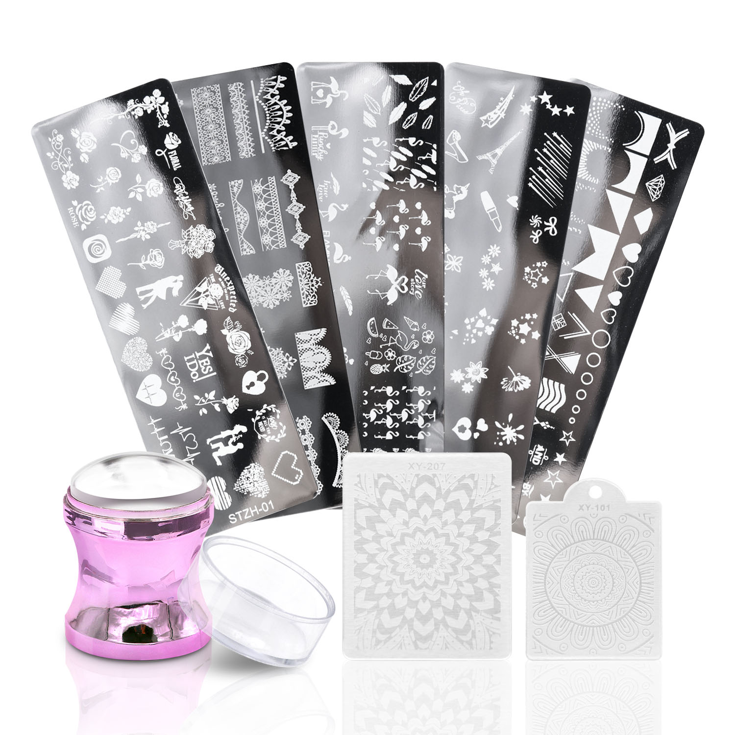 Beaute Galleria Bundle Nail Art Stamping Set 5 Styles of Premium