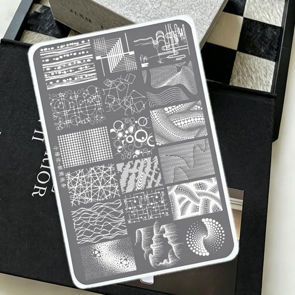 Nail Art Stamping Plate: Minimalist Line Patterns, 15 10 cm Stainless Steel Nail Art Stamping Plate for Nail Design and Nail Salons