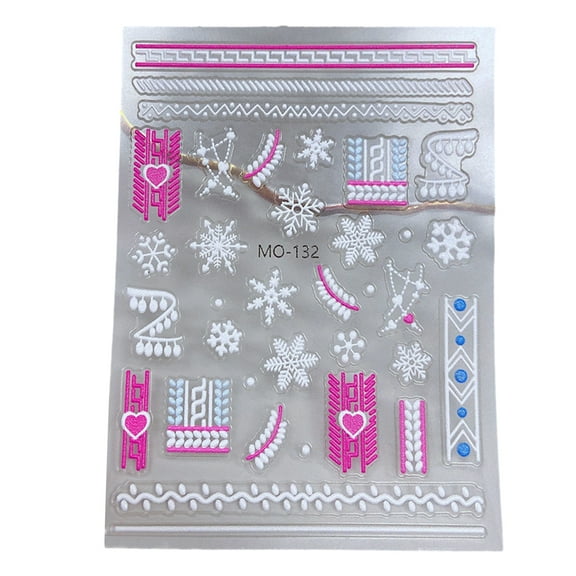 Nail Art Stickers 5D Stereoscopic Nail Decals Christmas Snowflakes Tree Exquisite Embossed Design Winter Nail Sticker