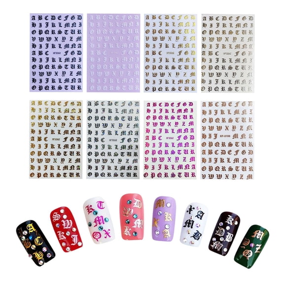 Nail Art Stickers DIY Nail Decoration Supplies for Mom Girls Birthday Gifts 8pcs