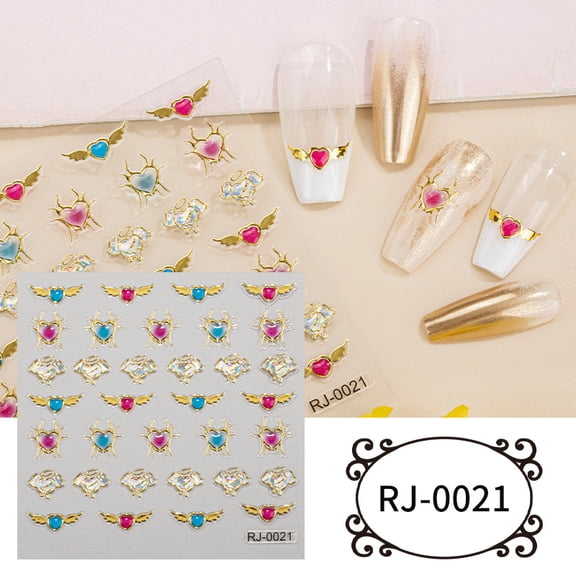 Nail Art Stickers, Nail Decorations, Hot Stamping, Gemstone Soft Rubber Decals, 5D Embossed Nail Stickers