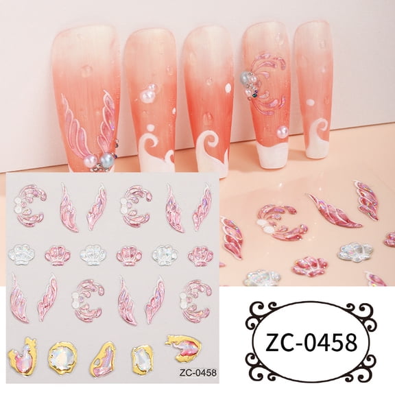 Nail Art Stickers, Nail Decorations, Hot Stamping, Gemstone Soft Rubber Decals, 5D Embossed Nail Stickers