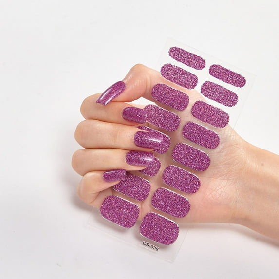 Nail Art Stickers | Self-Adhesive Solid Color Glossy Nail Decals | 16-Pack | Easy Application | Durable and Long-Lasting | Multipurpose DIY Decoration | 14x7.2cm