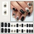thumbnail image 1 of Nail Art Stickers, Semi-Cured Gel Nail Strips, Gel Nail Strips, 24-Piece Black Artificial Nail Set, 1 of 5