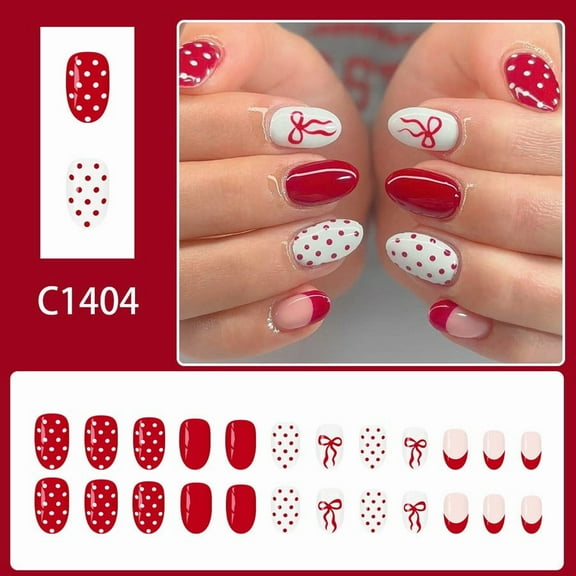 Nail Art Stickers, Semi-Cured Gel Nail Strips, Gel Nail Strips, 24-Piece Red Artificial Nail Set