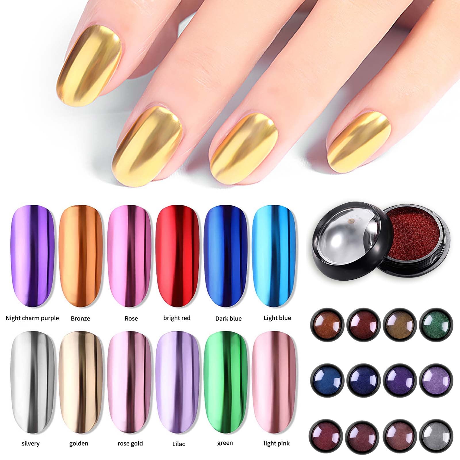 Nail Art Titanium Powder,Chrome Nail Powder Metallic Mirror Effect Pigment Chrome Iridescent