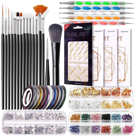 Nail Art Tools Set Nail Art Stickers Nail Art Accessories Flat Bottom Color Diamond Gold Foil Nail Art Brush Set-black