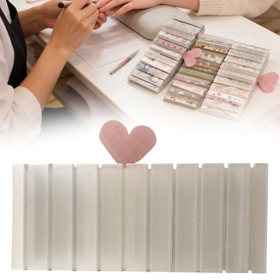Nail Art Transfer Foil Storage Box, Plastic Organizer Case with 10 Slots for Manicure Supplies, Crisp White