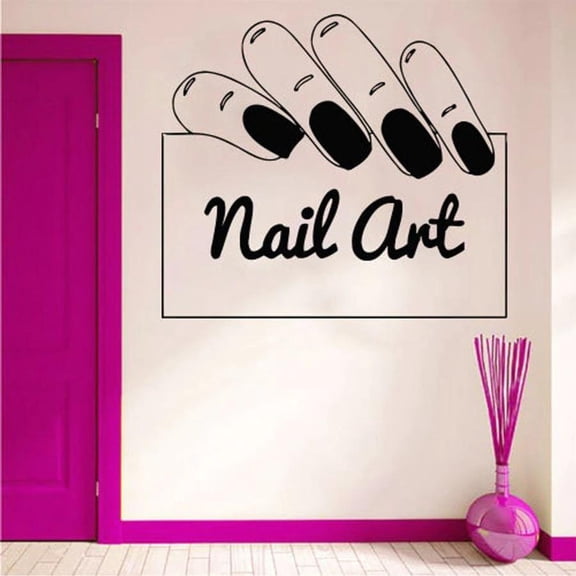 Nail Art Wall Decal Beauty Salon Woman Nails Salon Interior Decor Manicure Design Vinyl Window Glass Stickers Removable 42x47cm