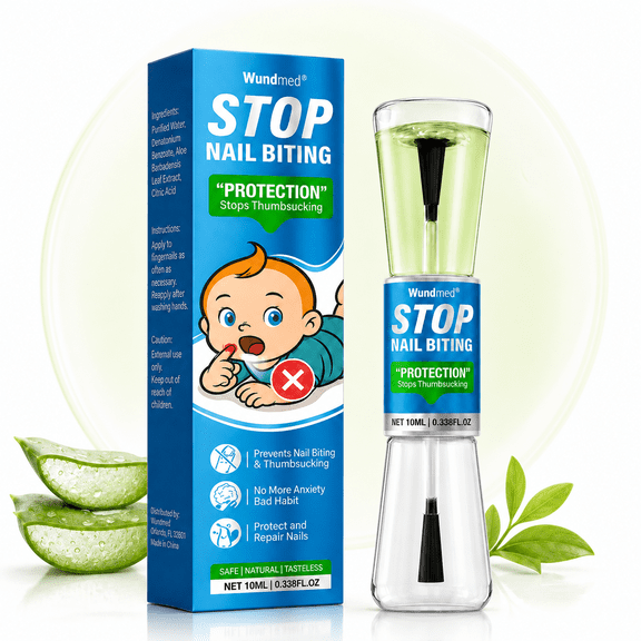 Wundmed Bitter Nail Polish to Stop Nail Biting and Thumb Sucking, Natural Ingredient Polish for All Ages 10ml