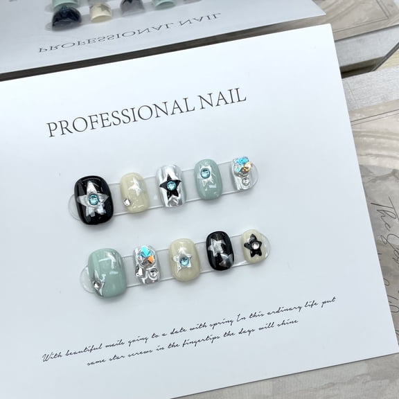 Nail Blue Contrast Color Finished Nail Beauty Nail Patch