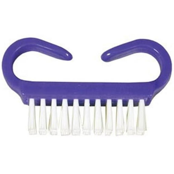Nail Brush, Purple Handle, white nylon bristles