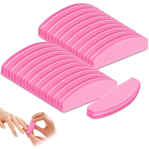 Nail Buffer, 20 Pcs Nail Buffer Blocks Nail Files Buffing Block Half Moon Buffer Sanding Block for Acrylic and Gel Nails Sanding Smoothing Shaping Buffing, Home Or Salon Use, 100/180 Grit (Grey)