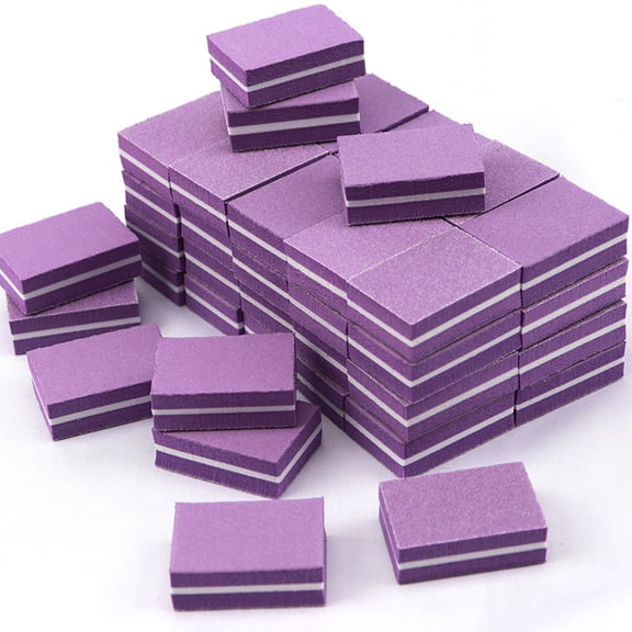 Nail Buffer Mini Block File 180/100 Grit Sandwich Purple Washable Nail Art Tool for Nail Care