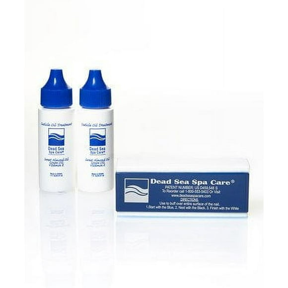 Nail Buffer Natural Shine, Buffing tool Dead Sea Spa Care Professional Nail Buffer and 2 pack Cuticle Oil Treatment
