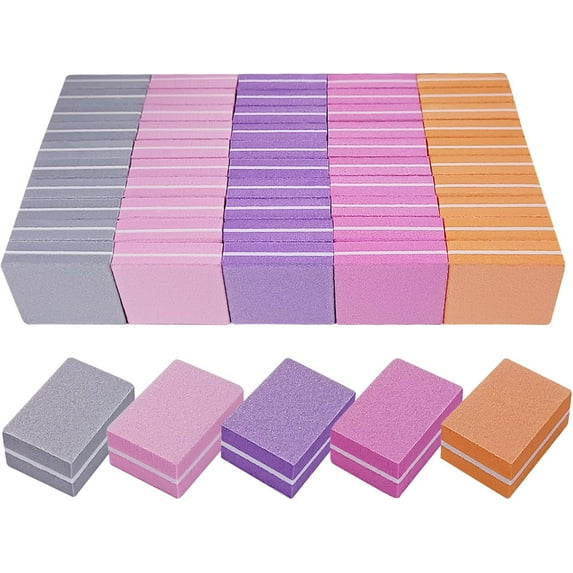 Nail Buffers (50 Pack), Mini Buffer Block Nail File for Acrylic Nails and Natural Nails, 100/180 Grit Nail Buffer Block Bulk Buffing Blocks for Nail Buff Professional Manicure File Blocks Set Pink