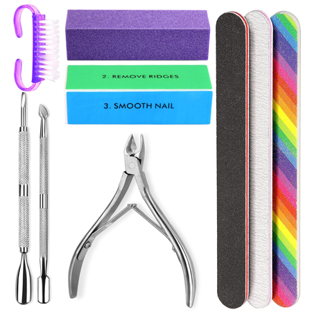 Nail Buffers and Files,CIICII Manicure Tools Kit with 3Pcs File, Buffer, 4 Step Buffing Block, 3Pcs Cuticle Clipper & Pusher, and Nail Brush, Complete Nail Kit with Buffer for Salon Nail Art