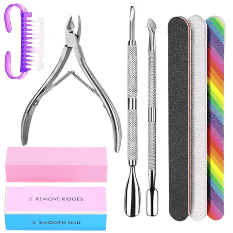 ODDPC Cuticle Pusher,Nail file ,Nail Brush for cleaning fingernails-Pink