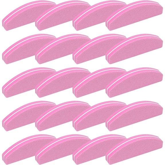 Nail Buffing Block Double-Sided Sponge Buffer for Gel Acrylic Natural Nails Pink 20 Pack